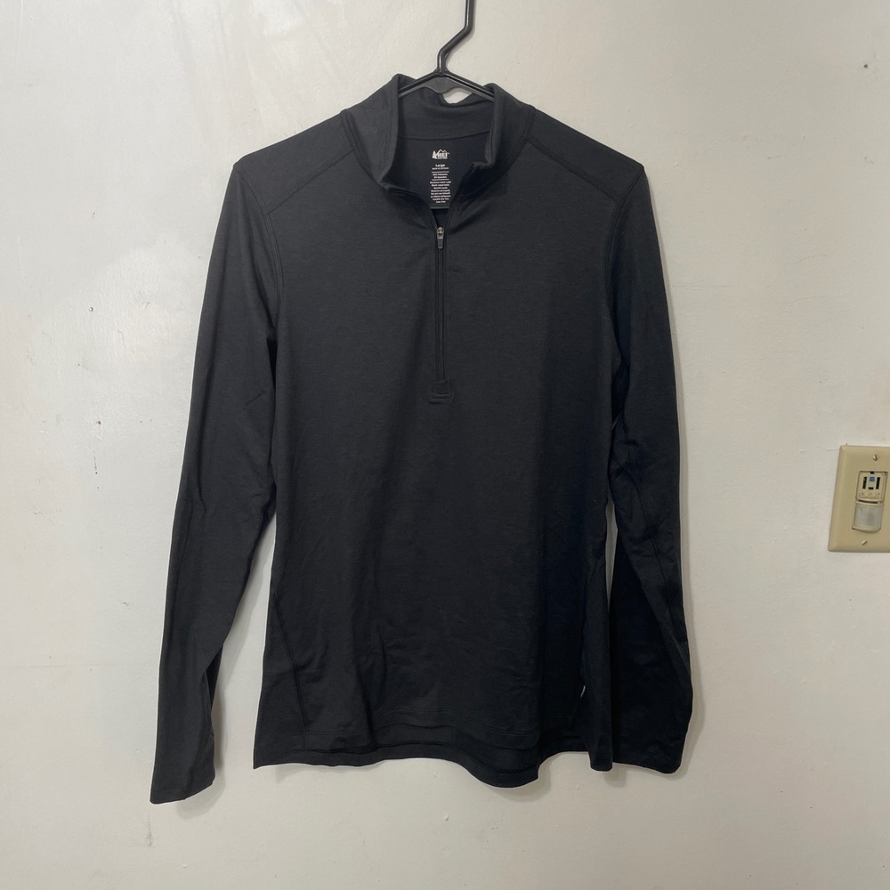 REI Co-op Womens Large Black Quarter Zip Pullover Long‎ Sleeve Performance Top